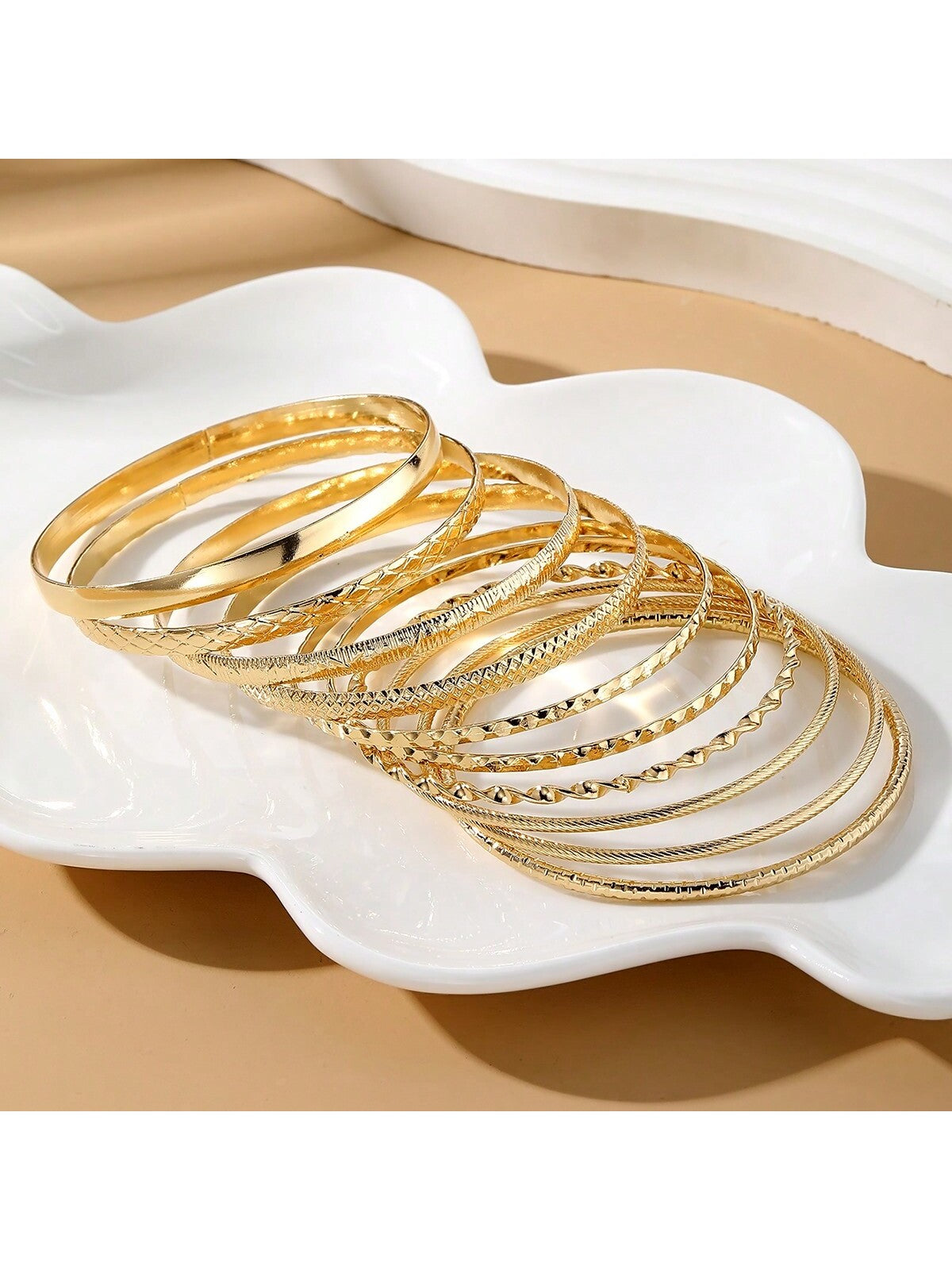 10 Pcs Metal Fashion Boho  Gold Bracelet Set