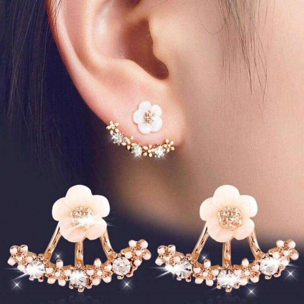 Daisy Earrings For Women, Korean Style Simple Crystal Dangle Flower Design Stud Earrings, Sweet Ear Decorations