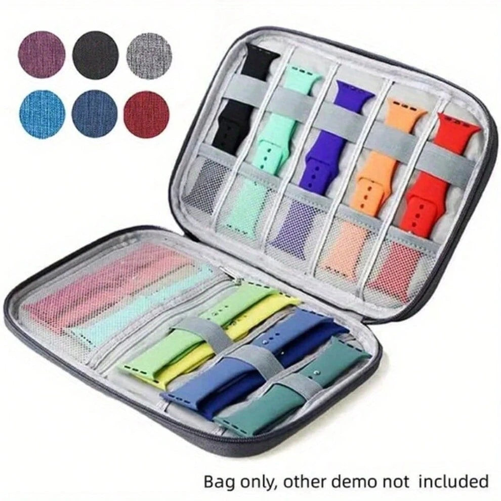 1pc Nylon Waterproof Watch Strap Storage Bag With A Capacity Of 10-15 Pieces, Compatible With Garmin, Apple, Samsung Watch Bands, Etc., An Ideal Choice For Travel And Gift Giving On Holidays.