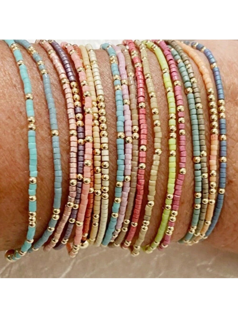 1pc Bohemian Trendy Tiny Seed Multi Copper Beaded Bracelets Rainbow Jewelry 2024 New Handmade Gift For Women Girls