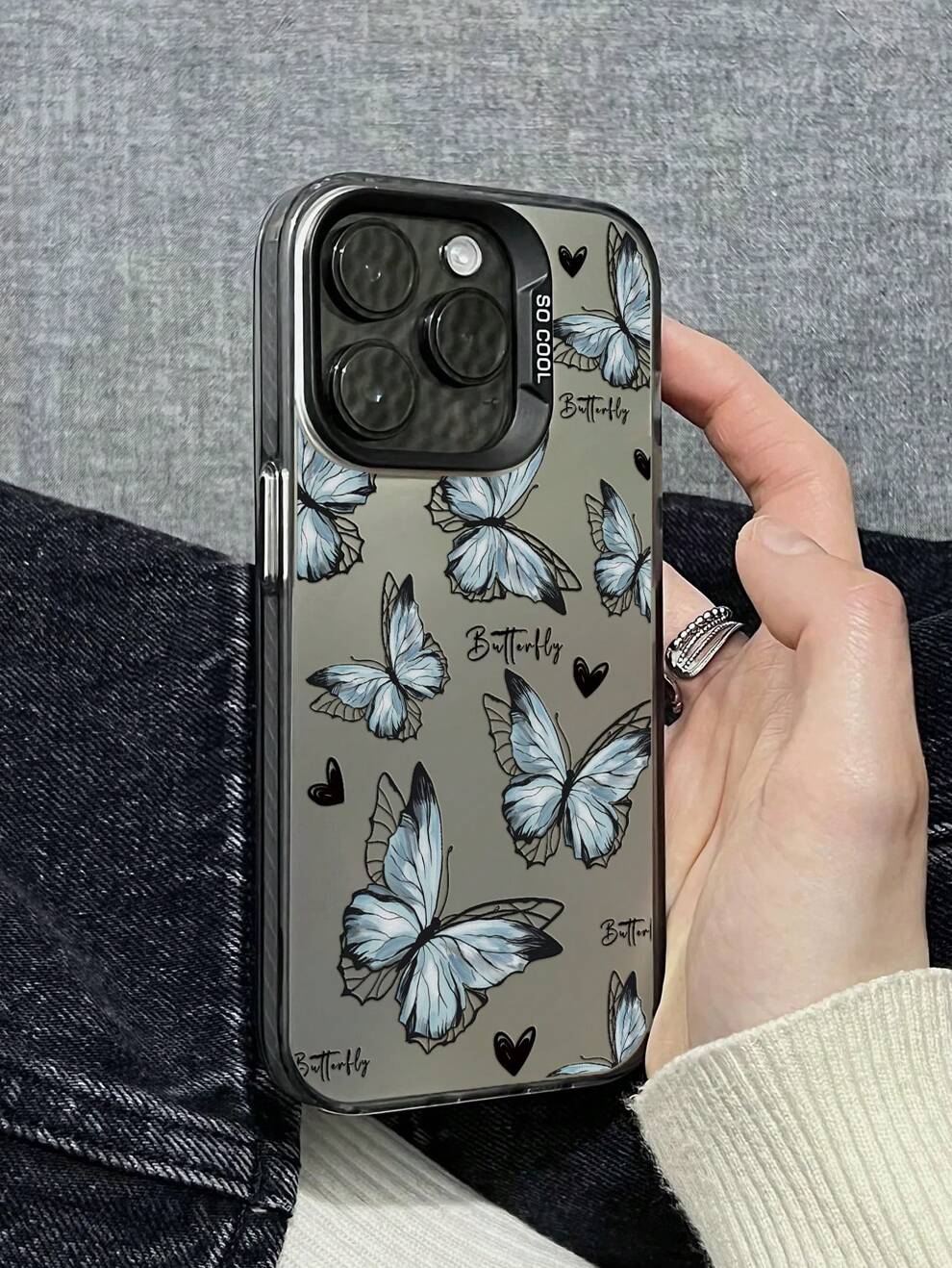 1pc Fashionable Butterfly Print Anti-Drop Phone Case, Compatible With Apple & Samsung Series