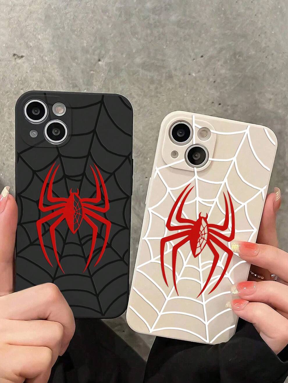 2pcs Black & White Spider Print Protective Soft Case Compatible With IPhone 11/12/13/14/15/15pro/15 Plus/15 Promax/7plus/8plus/X/Xs Max/Xr/11pro/12pro/13pro/14pro/12mini/13mini/11promax/12promax/13pro