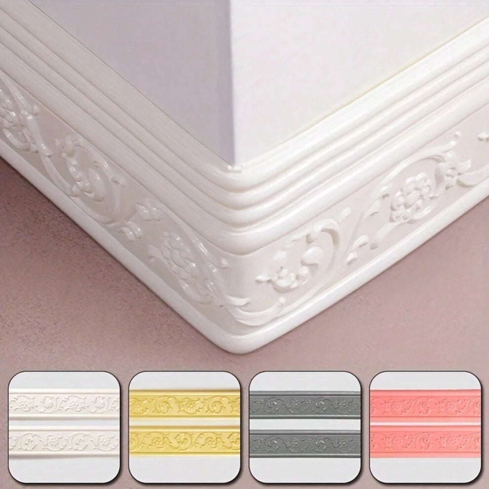 1pc 90.6inch 3.15inch Wall Trim Line Skirting Border 3D Pattern Sticker Decorative Self Adhesive Waterproof Wall Border Strip Foam Molding Trim For Baseboard Corner Line Wall Waist Wall Covers, For Ho