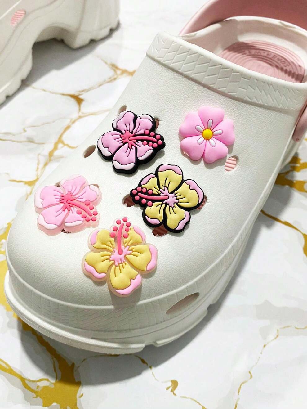 5pcs Flower Shoes Accessories Soft PVC Shoes Charm