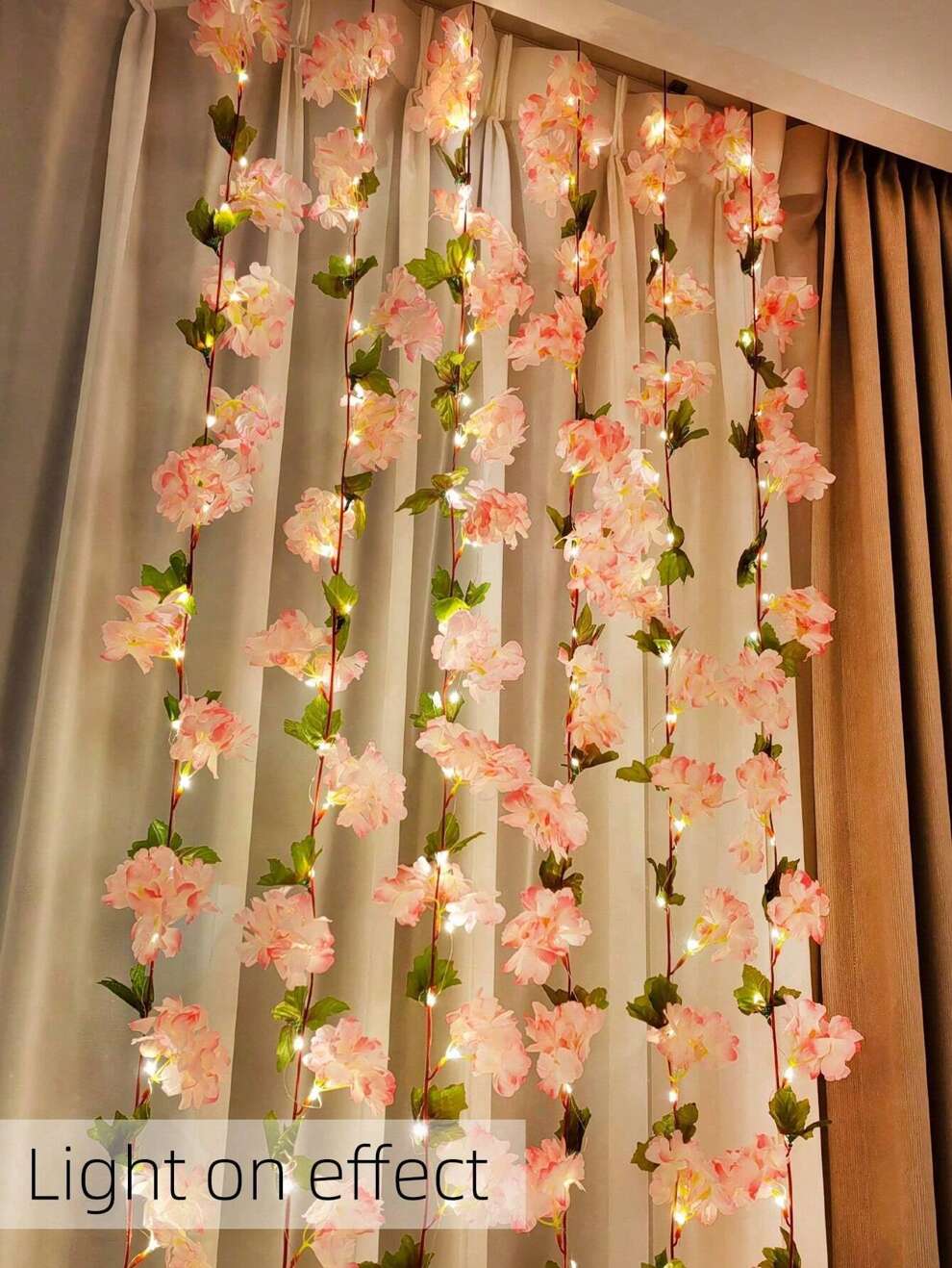 1pc 2m 20 Led Cherry Blossom Vine Decor Light, Suitable For Wall Decoration, Wedding, Party And Home Ambience Lighting