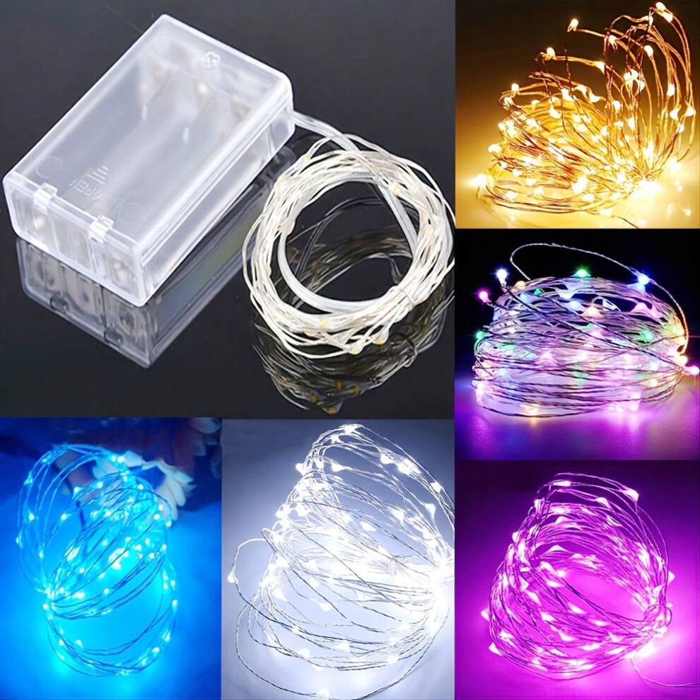 1pc 118in/197in/394in/787in, 30/50/100/200LED, Indoor And Outdoor String Lights, Christmas Star Lights, Battery Powered (Not Included), DIY LED Fairy String Lights, Copper Wire Lights, Holiday Lightin