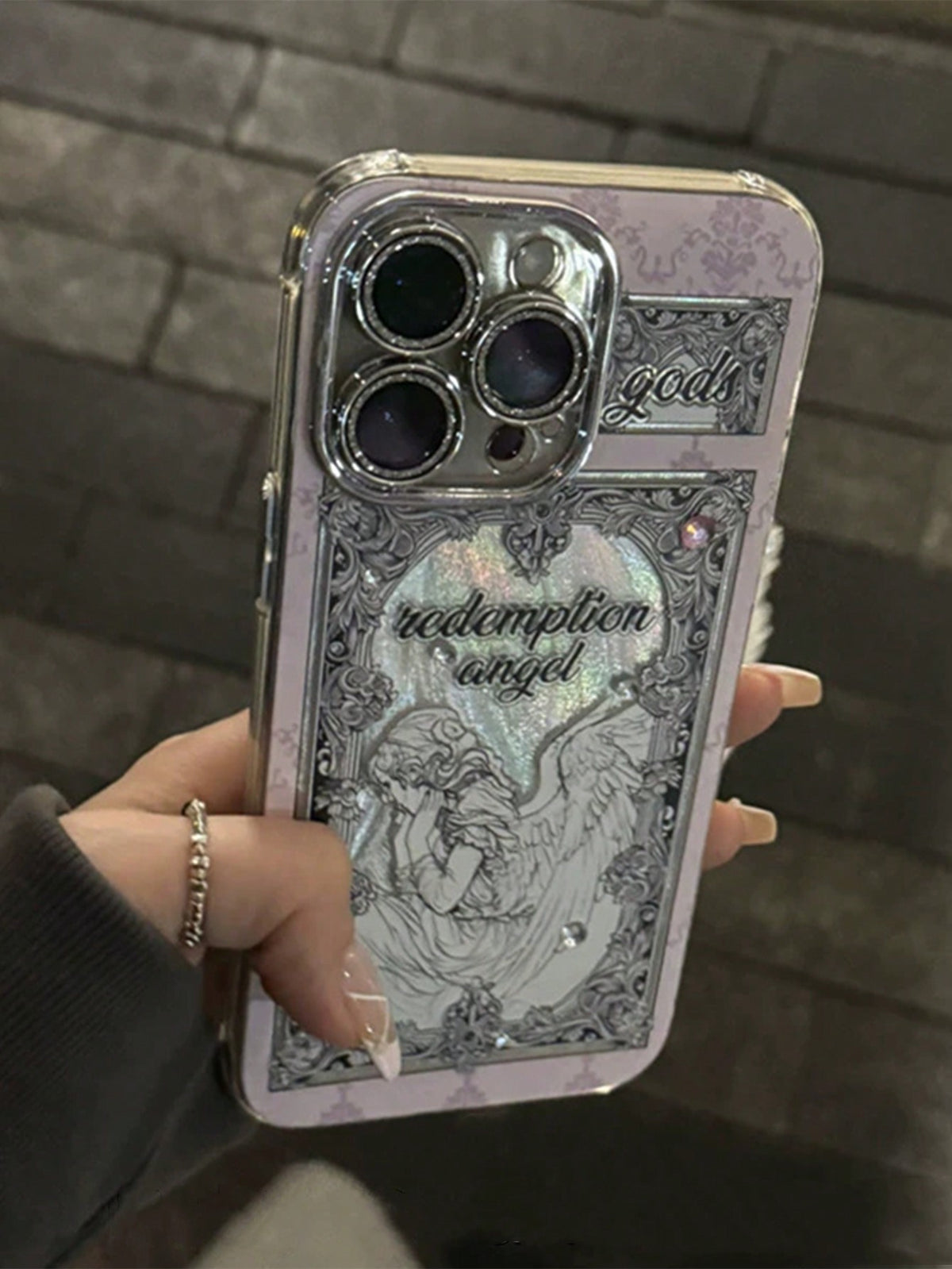 Retro European Cupid Angel Phone Case Compatible With IPhone 15 14 13 12 Pro Max 11 INS Glitter Lens Protection Cover Luxury Aurora Laser Shell