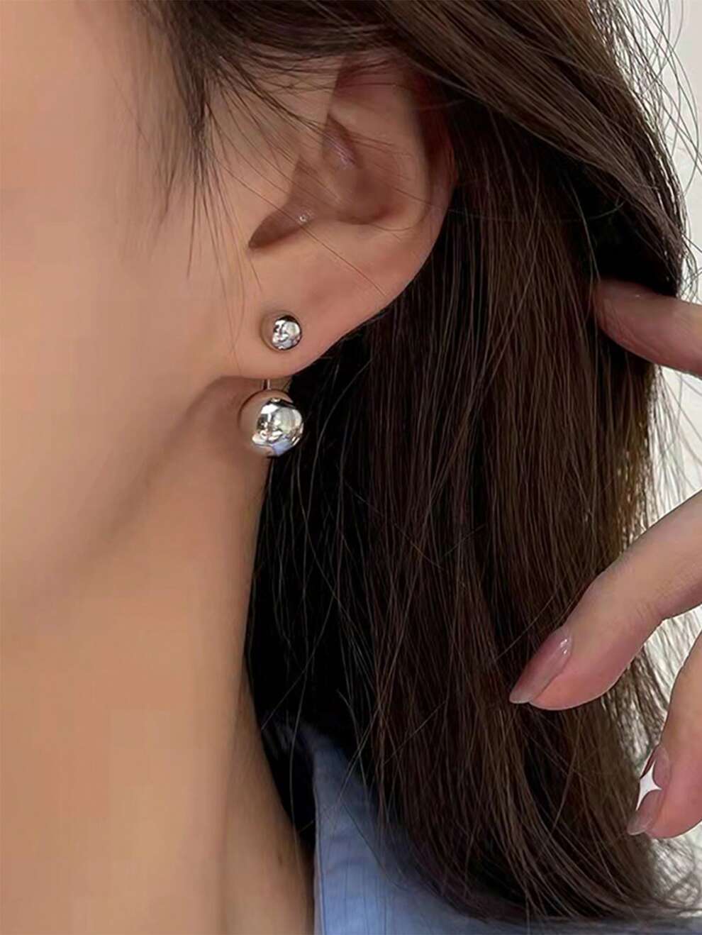 2pcs Round Ball Earrings Suitable For Women's Daily Wear