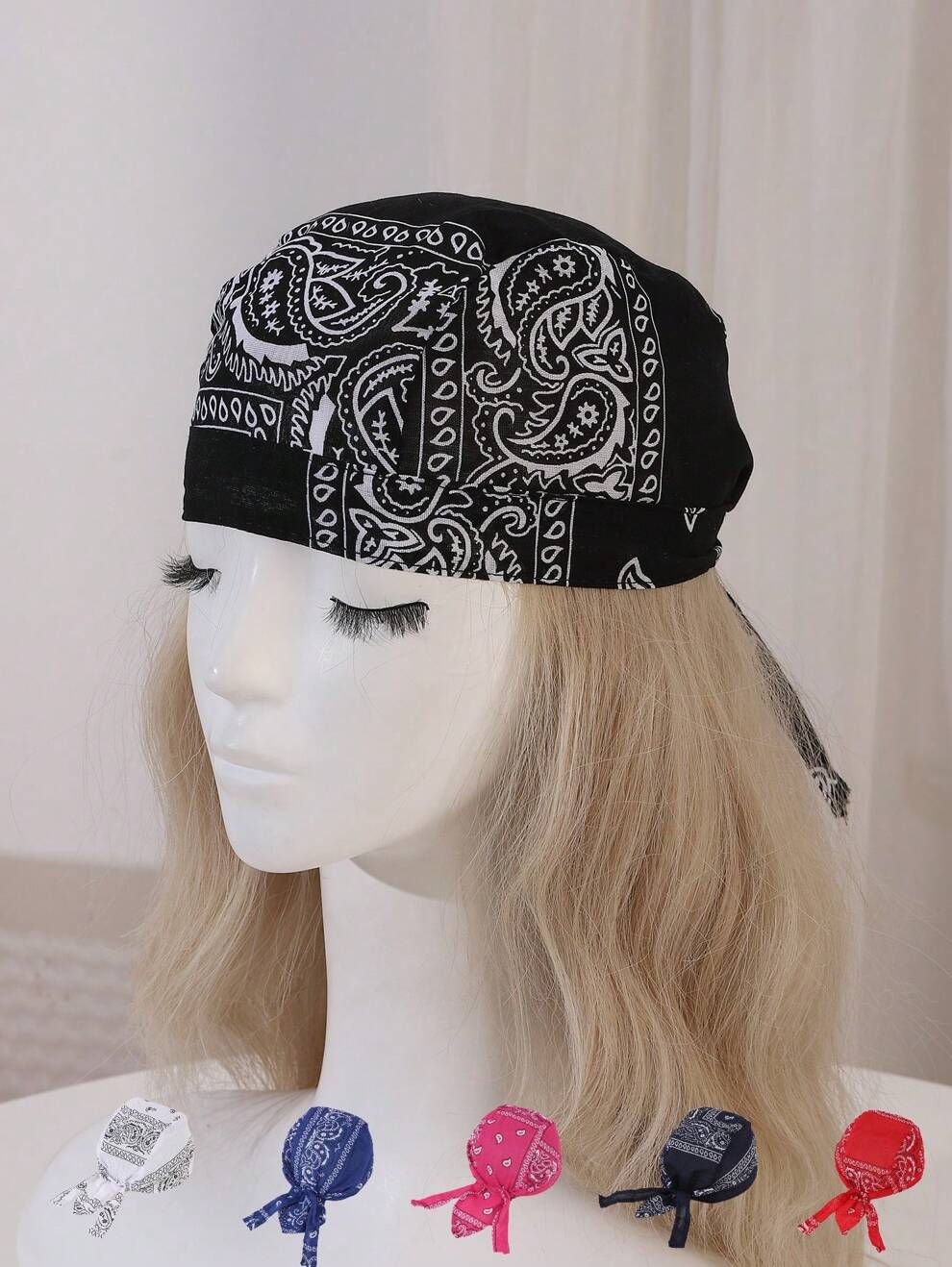 Unisex Paisley Print Pirate Hat With Tie Back Headwrap Cap, Perfect For Daily Casual Wear Bonnet Hair Bonnet Turban