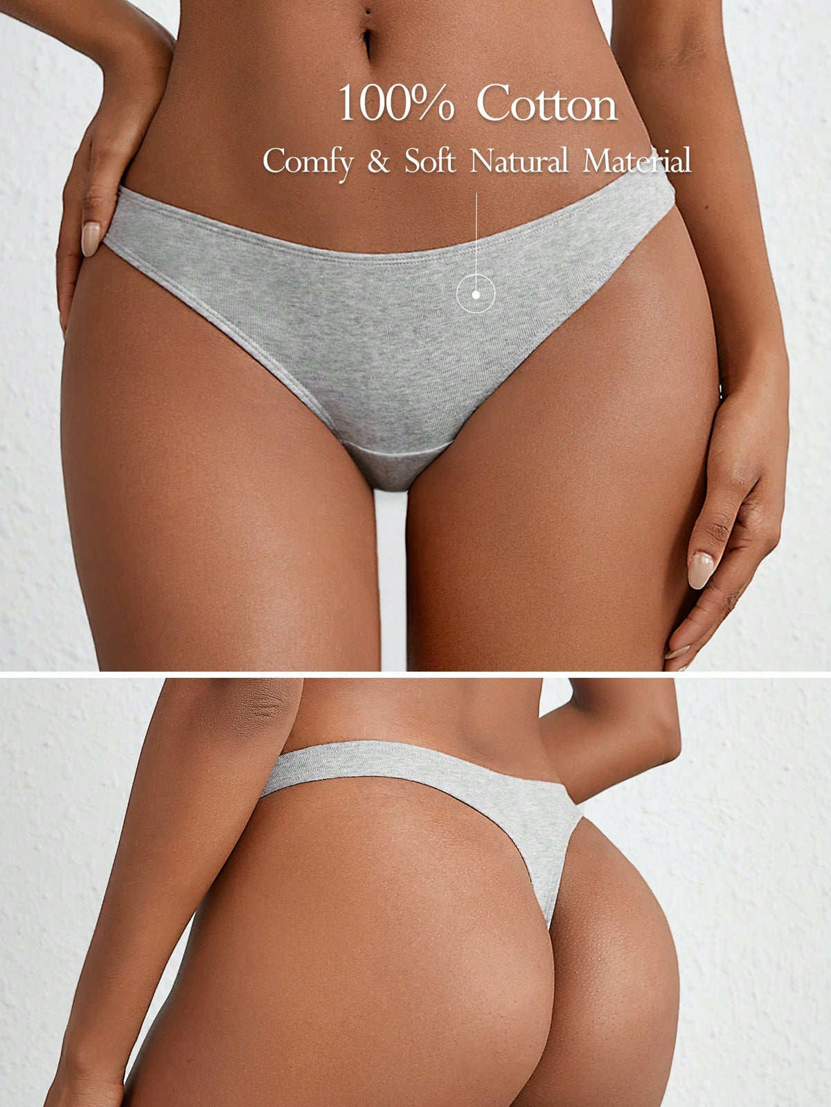 SHEIN Leisure Solid Seamless Ribbed Knit Sexy Thong