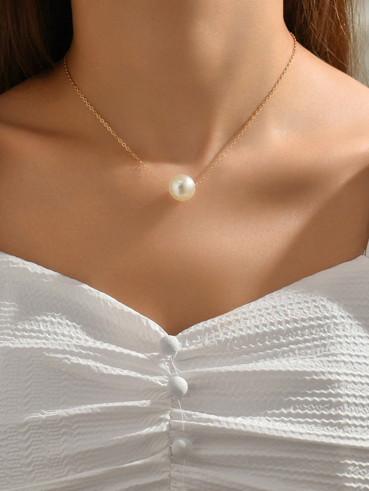 1pc Chain And Big Pearl Necklace