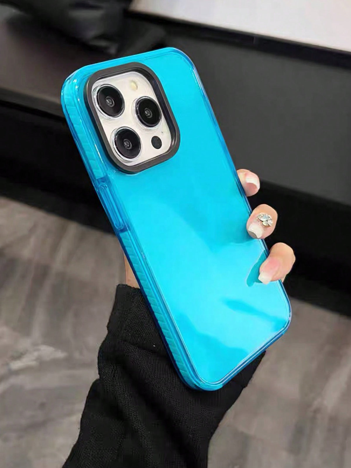 1pc Light Blue Anti-Drop Transparent Phone Case Compatible With IPhone 15/15 Plus/15 Pro/15 Pro Max/14 Pro Max/14 Pro/14 Plus/14/13pro Max/13pro/13/13mini/Se3/7/8/Se2/12 Pro Max/12 Pro/12/12 Mini/11 P