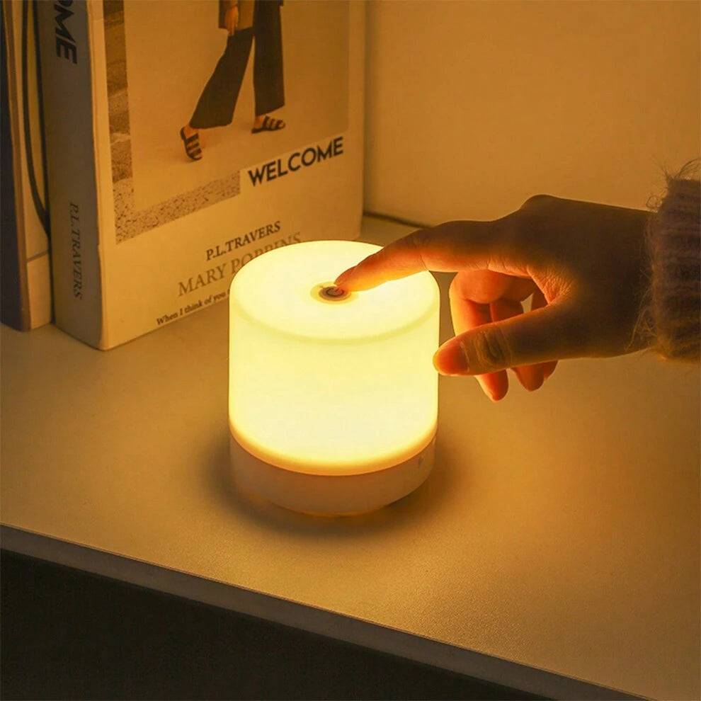 1pc Touch Control Led Rechargeable Night Light, With Usb Cord, 3 Colors & Stepless Dimming, Eye-Caring Bedside Lamp, Suitable For Study Room, Bedroom, Reading Desk, Etc.