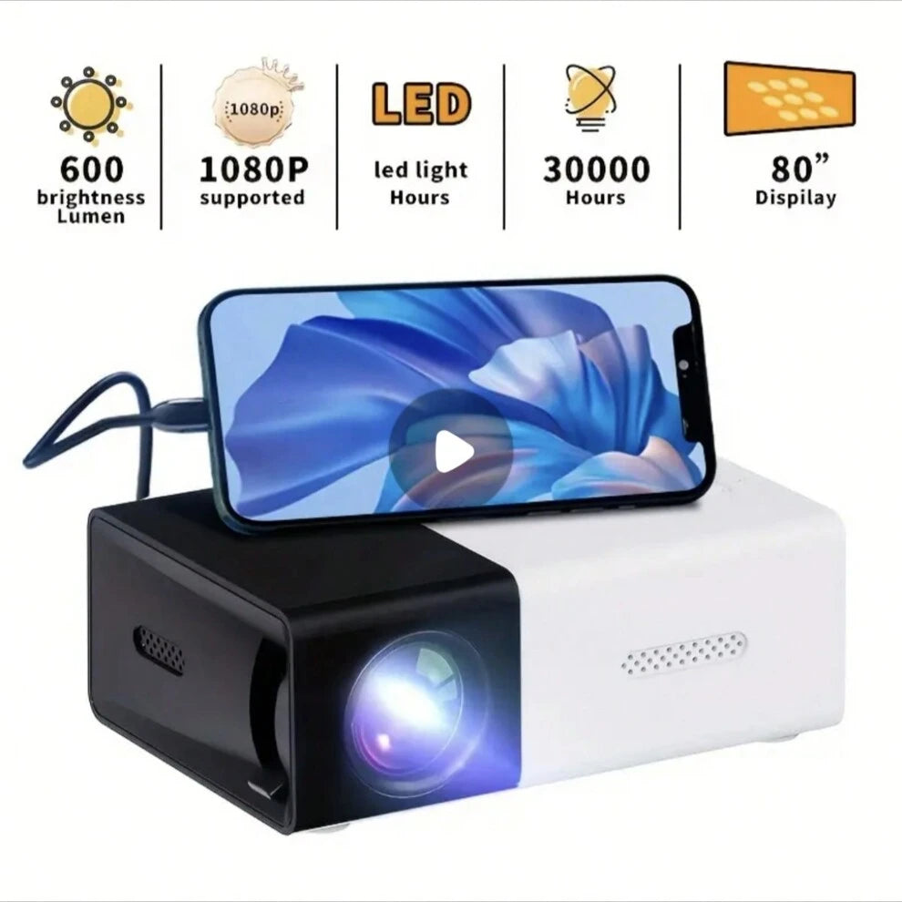 HD Mini Projector, Portable Outdoor Movie Projector, Compatible With USB, AV, TV Box, Laptop, Android/IOS, Memory SD Card - Enhance Your Movie, TV, And Gaming Experience, For Office/School/Meeting