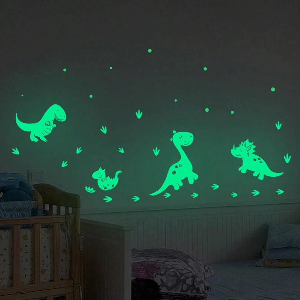 PET 4pcs Lovely Dinosaur Glow In The Dark Stickers,2 Pack Dinosaur Stickers Decor For Boys Kids Bedroom,Wall Stickers For Living Room Decorations