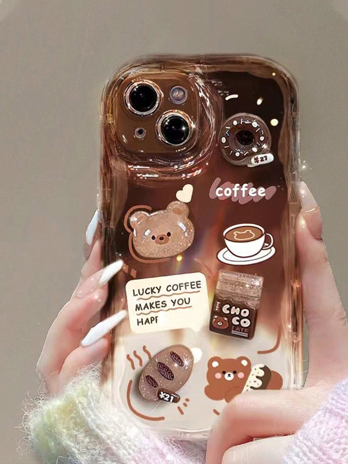 Cute Cartoon Bear Design Creamy Wavy Wave Handmade Sticker Accessory Soft Phone Case Cover, Compatible With IPhone 15pro Max/13/14/11/12 And For 11t/11pro/A134g A22 A21s/A32/A51/ A514g A52 S22 Ultra A