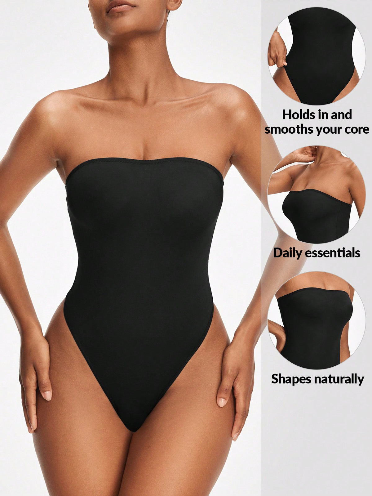 SHEIN SHAPE Women's Strapless Thong Bodysuit For Body Shaping