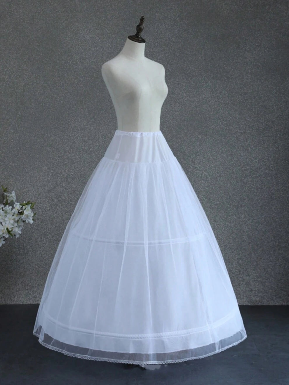 1pc Women's Bridal Wedding Dress Accessory, Petticoat Underskirt For A-Line Ball Gown, 3 Hoops 1 Layer Hard Mesh With Elastic Waist