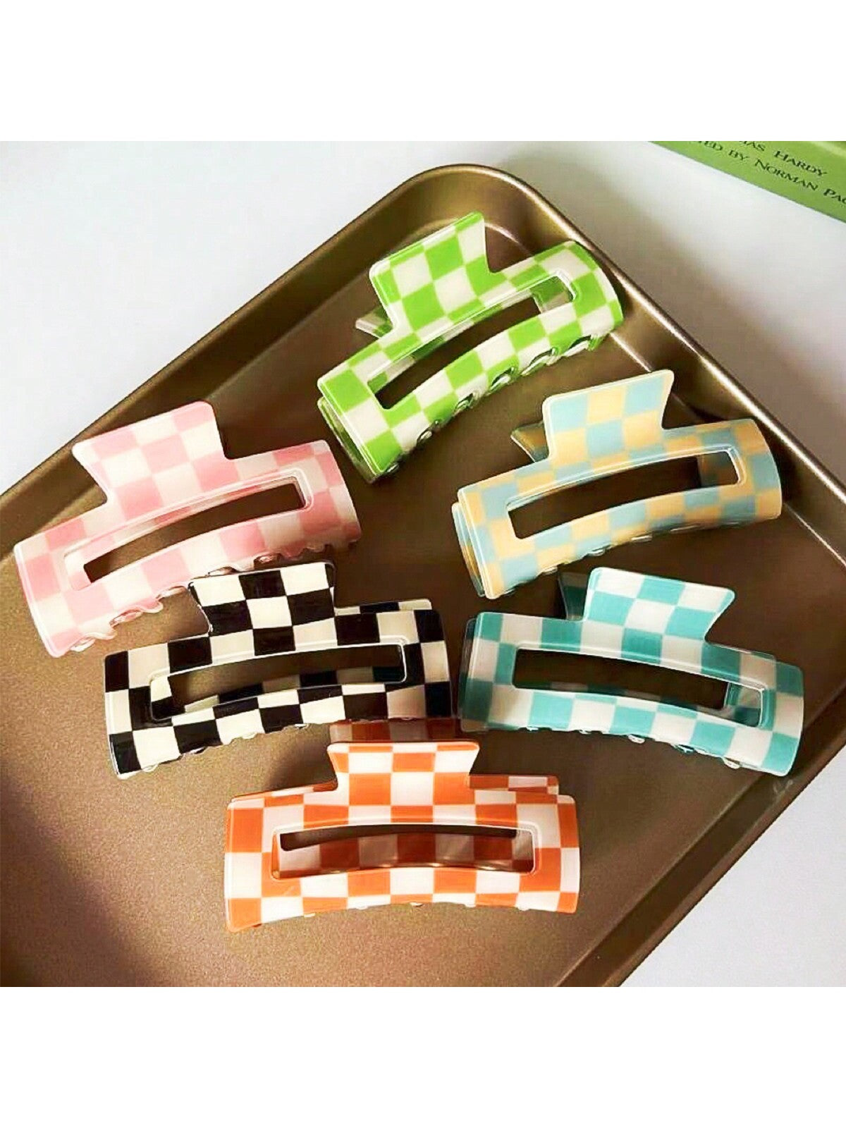 1pc Checkerboard Pattern Hair Clip For Women, Suitable For Daily Wear, Party, Going Out Casual