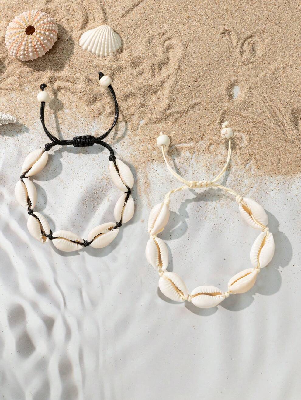 2pcs/set Beach Adjustable Shell Bracelets For Women