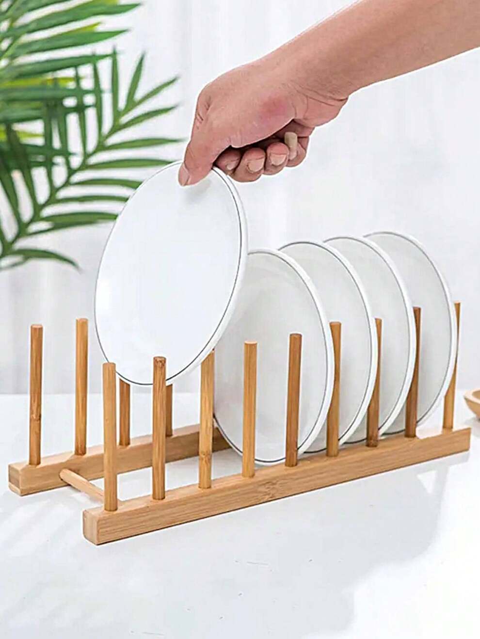 1pc Wooden Dish Storage Rack