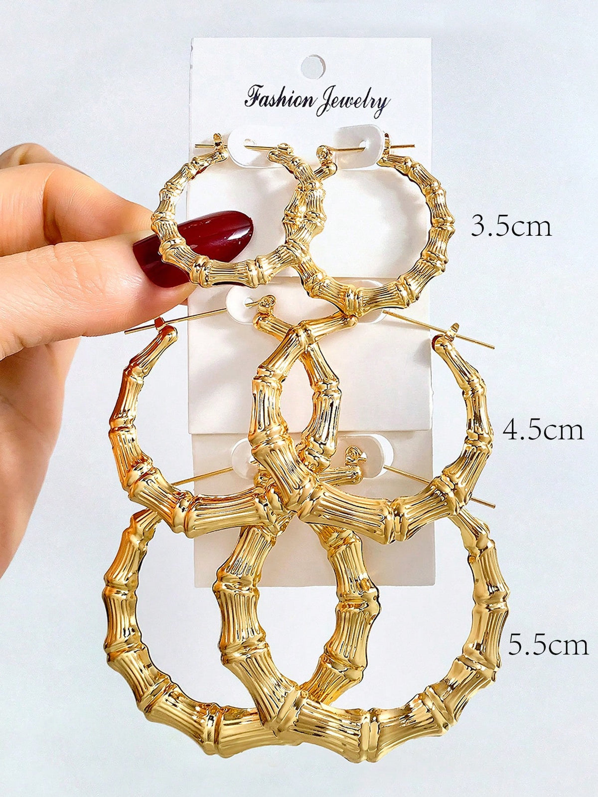 6pcs/set Hip-hop Punk Style Golden Bamboo Joint Circle Earrings For Women Street Dance Jewelry