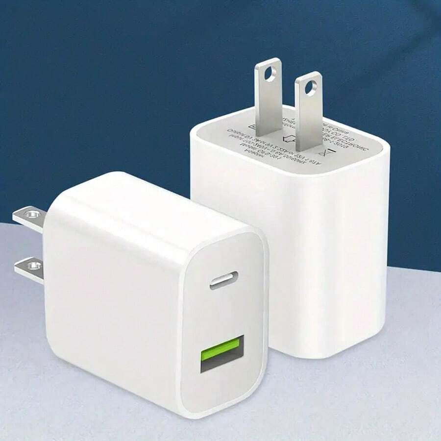 White Fast Charger Compatible With IPhone 20w Power Adapter Wall USB Type C Port Fast Plug Fast Charging With Data Cable Compatible With IPhone Tablet Mobile Phone And Other PD20W Fast Charging Head