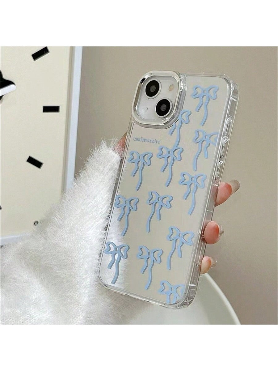 Blue Bow Mirror Iphone Case Compatible With IPhone 14promax/14pro/14, Iphone 15promax/15pro/15, Iphone 13promax/13pro/11/12/11promax/13 And Ins