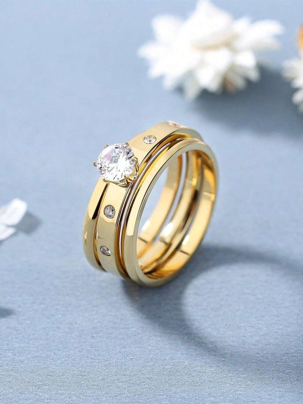 3pcs Rhinestone Decor Ring