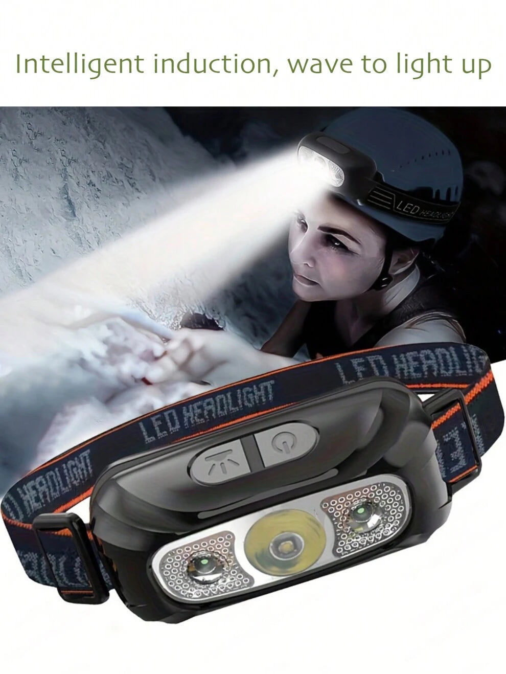 1pc Mini Rechargeable Inductive Headlamp Portable Powerful 5w Led Headlight Built-In Battery Waterproof Head Torch Head Lamp For Fishing Camping Hiking