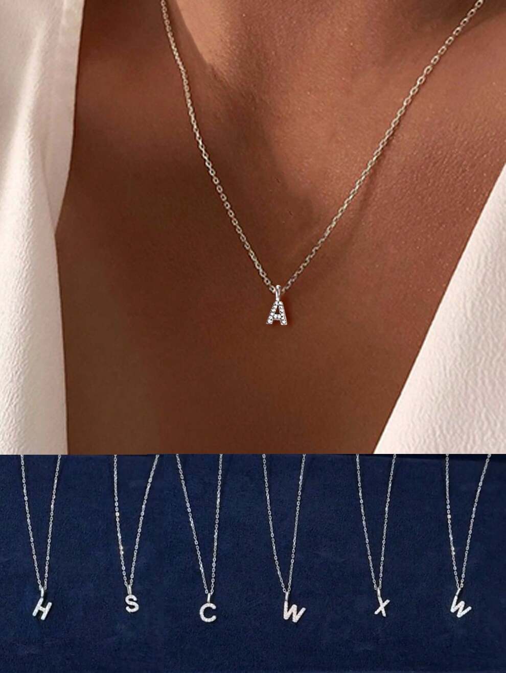 S925 Silver Necklace 26 Initial Letters A-Z Necklace For Bestie Women Girls Daily Dressing Up Gift