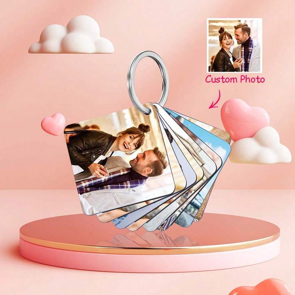 1pc Custom Photo Keychain, Personalized Photo FlipBook Keychain, Custom Photo Album Keychain, Custom Double Side Acrylic Picture Keyring, Mother's Day Gift, Father's Day Gift, Anniversary Gift, Weddin