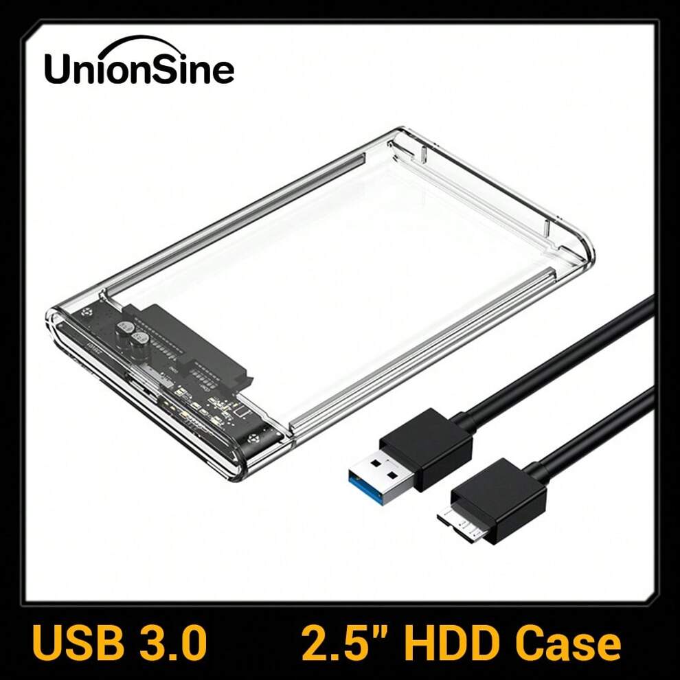 UnionSine USB3.0 2.5inch External Storage HDD/SSD Case SATA 6Gbps HDD SSD Hard Drive Enclosure Support UASP For PC Laptop