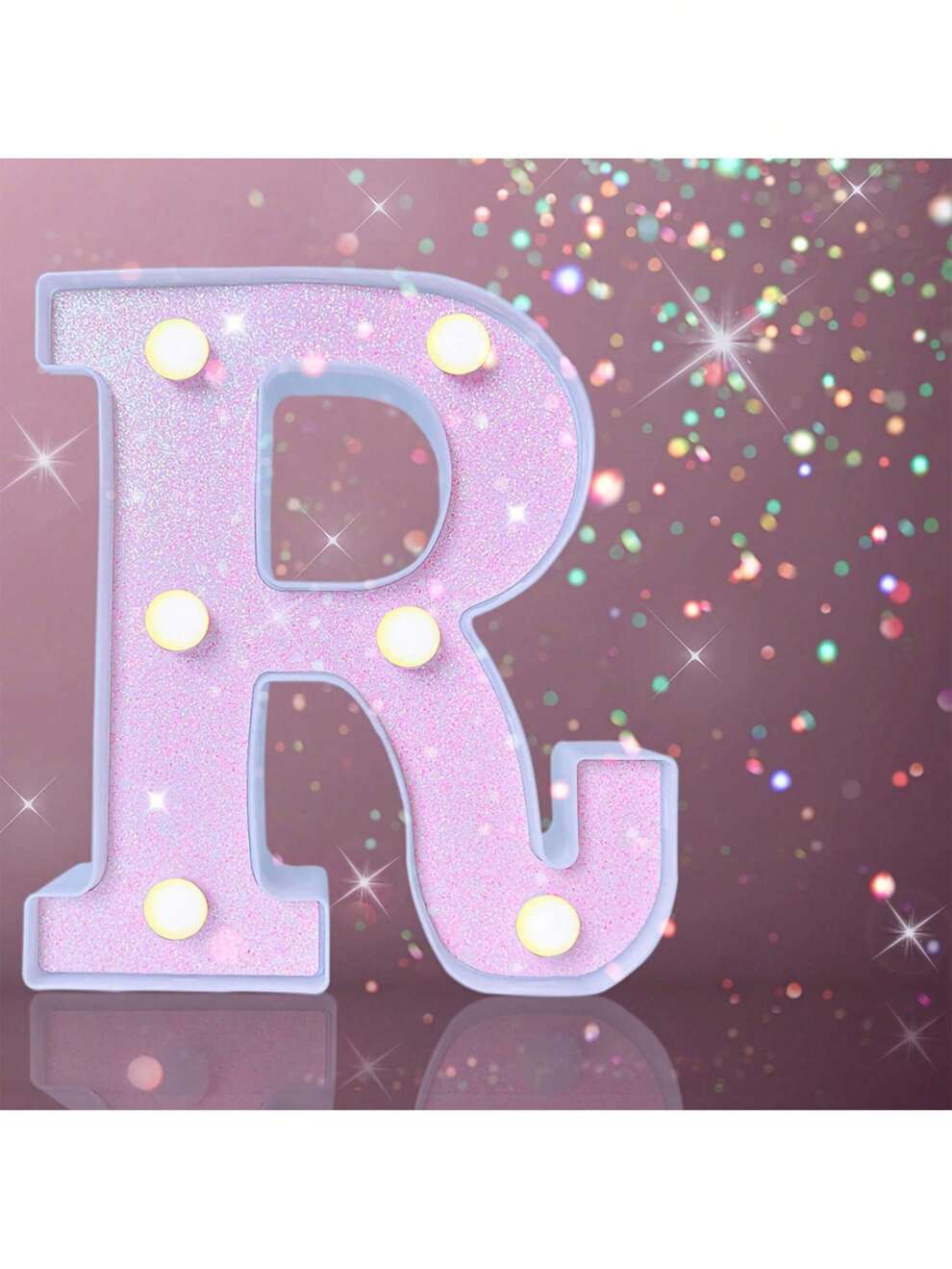 1pc 16cm/6.3in Pink Shining Letter Light With Led Bulb For Birthday Scene Decor, Proposal, Romantic Valentine's Day Decoration, Surprise, 3d Mini Night Light, Car Trunk Lighting Accessory