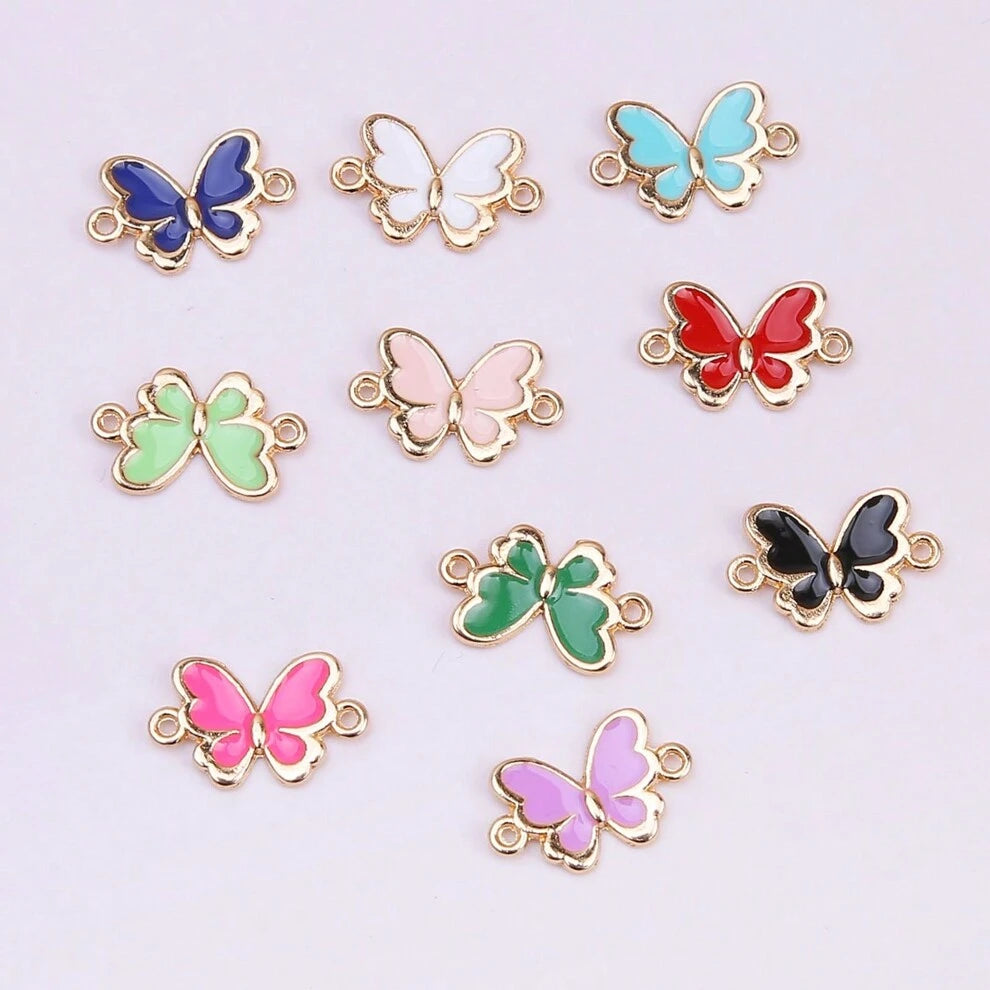 10pcs Colorful Butterfly Charms For Jewelry Making, Alloy Animal Butterfly Pendants For Necklace Bracelet Earrings DIY Craft Supplies