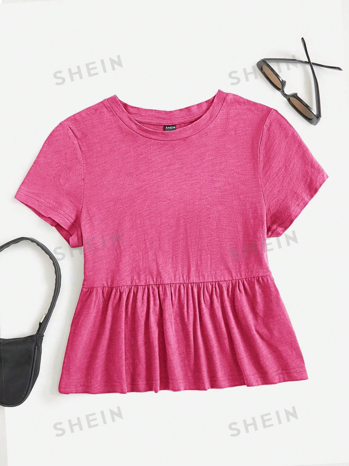 SHEIN EZwear Rose Knitted Women's T-Shirt