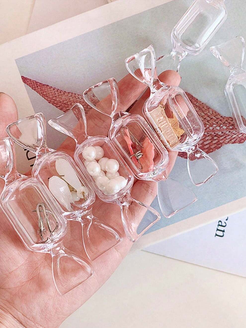 Cute Mini Clear Candy Shaped Storage Box, Suitable For Jewelry, Candy And Other Storage, Great For Festive Gift Wrapping Decoration, Etc.