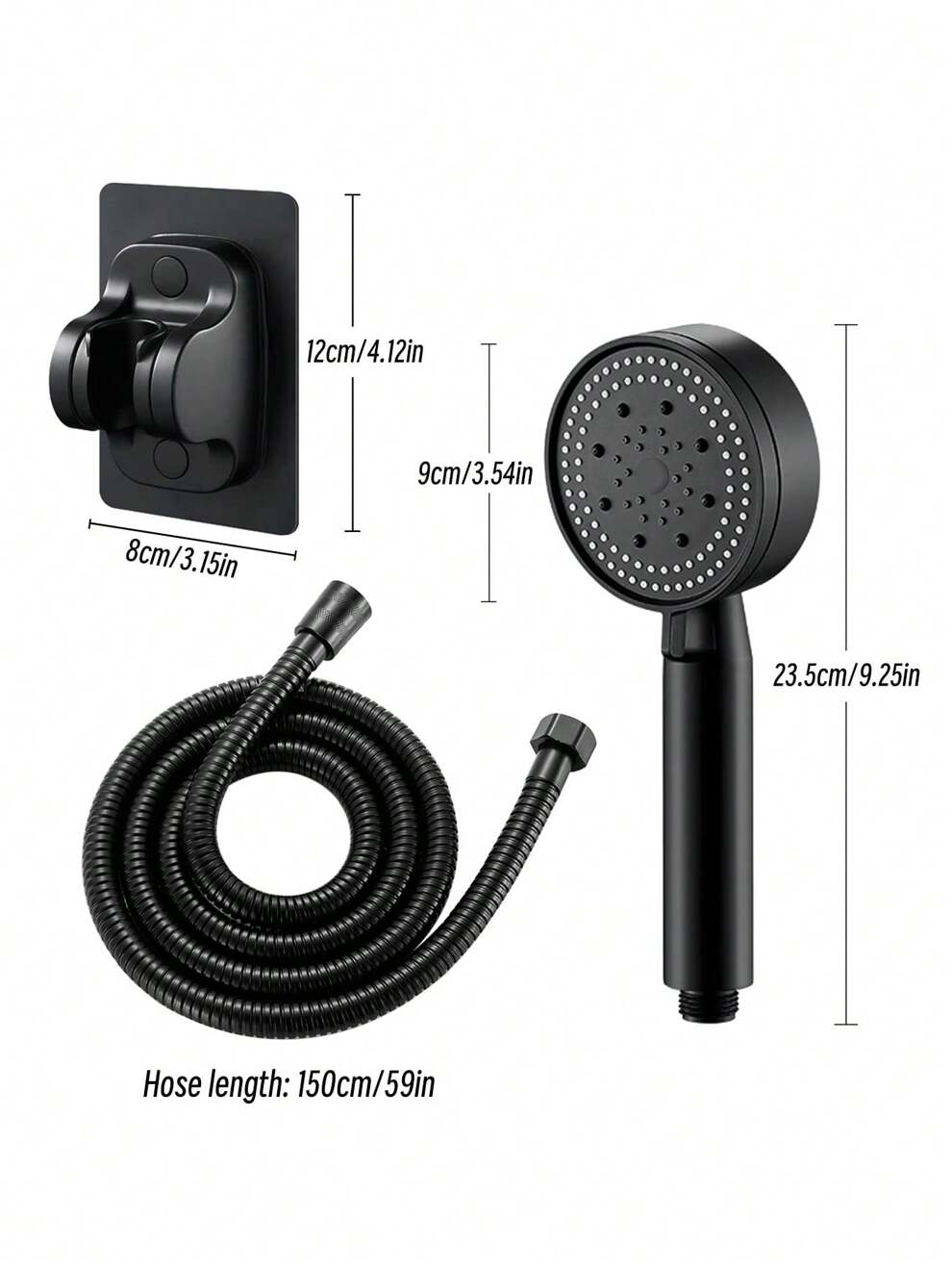 Shower + 1.5m Black Hose