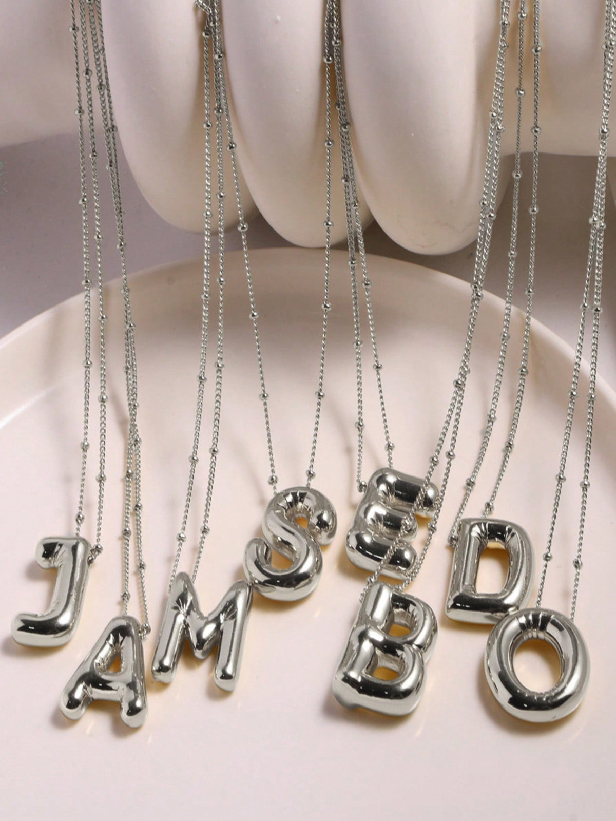 1pc Gold Plated Copper Chunky Alphabet Balloon Bubble Initial Letter Pendant Necklace For Women Men Personalized Fashion Jewelry