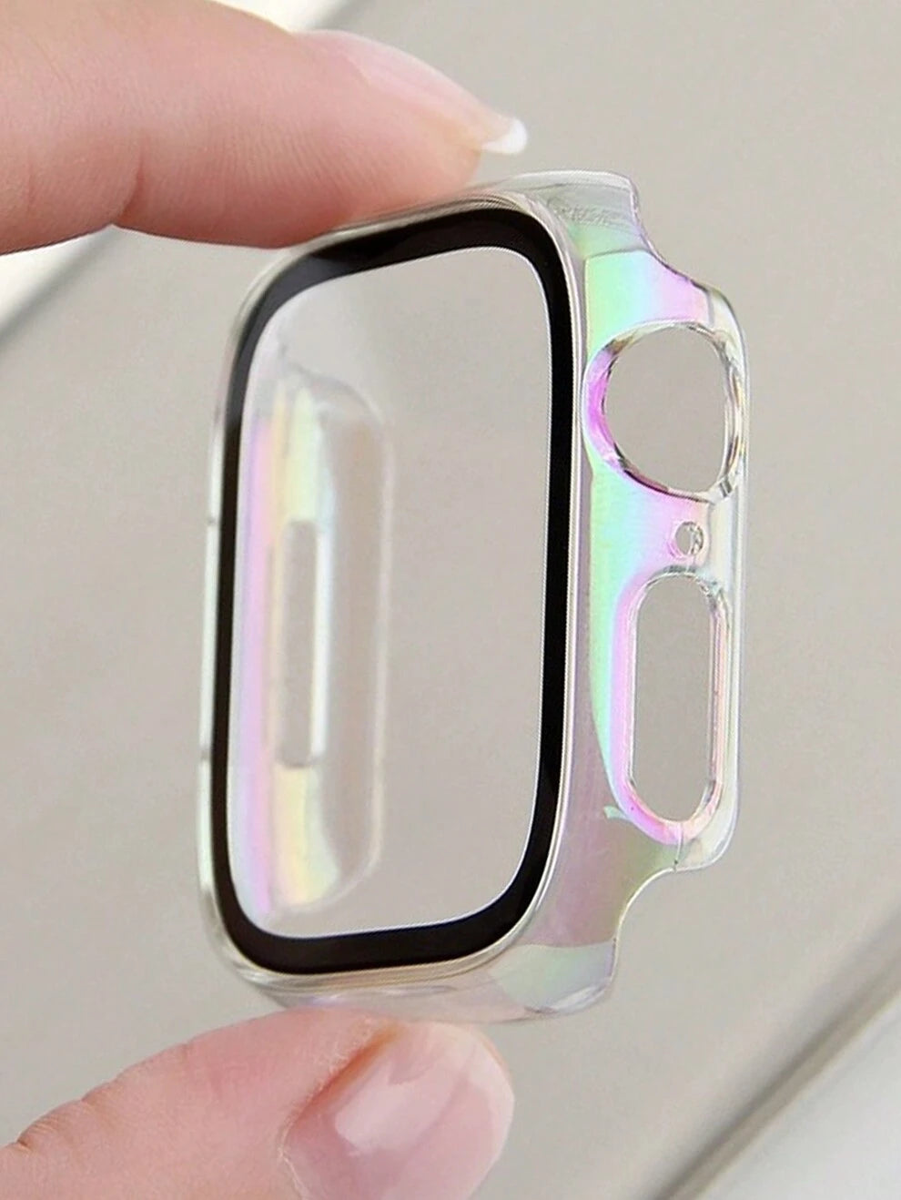 1pc Unisex Colorful Fashionable Cute Shockproof 2-In-1 Ultra Thin Tempered Film Protective Case, Compatible With Apple Watch Case 38/40/41/42/44/45/49mm, Compatible With Apple Watch Series Ultra/Se/9/