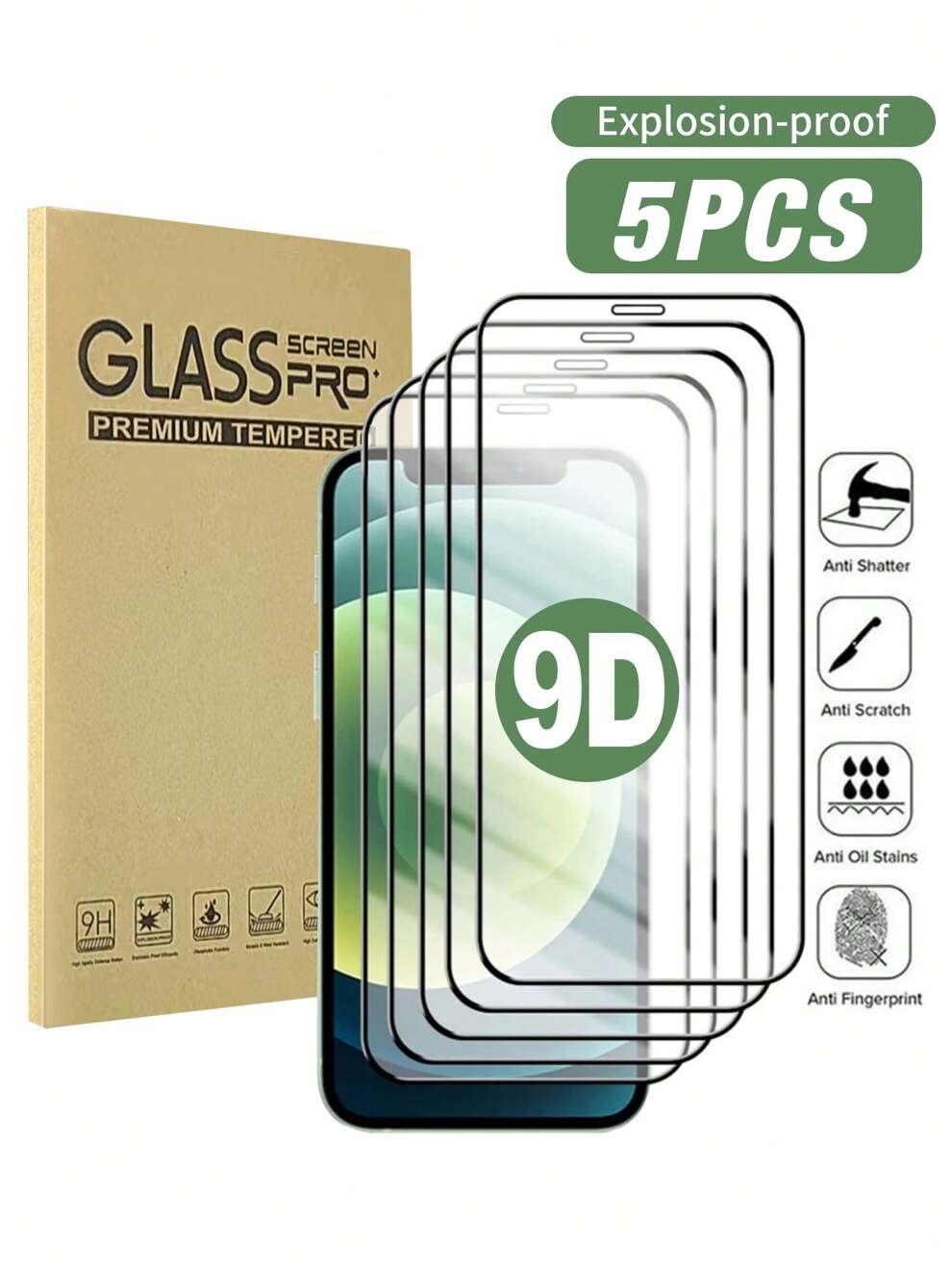 5pcs Scratch Resistance Tempered Film Transparent Toughened Glass HD Phone Screen Protector Compatible With Apple Phone Models Including Apple15PROMAX 15 15PRO 14,13,12,11, Xr, Xs, X, 7,8 Explosion-Pr