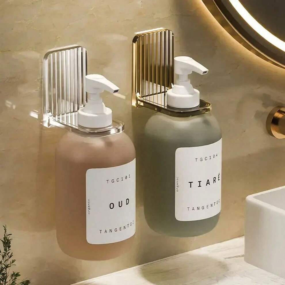 3Pcs Light Luxury Shower Gel Bottle Rack Adjustable Shampoo Bottle Holder Hand Soap Dispenser Hook Wall Mounted Free Punching