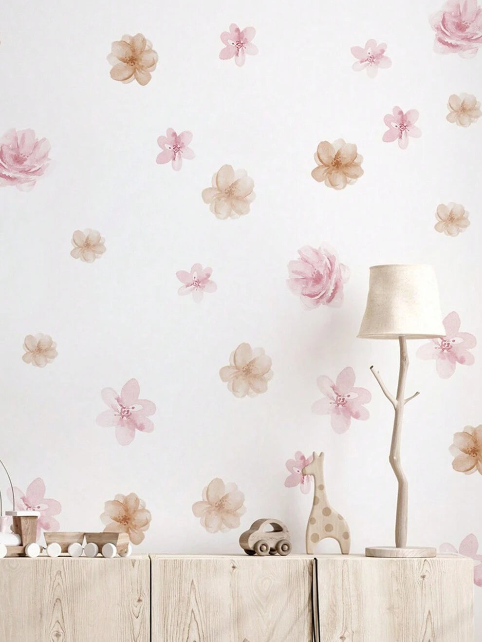 1pc Ins Style Fresh Floral, Leaf & Flower Pattern Wall Sticker, For Doorway, Bedroom, Background Decoration, Removable