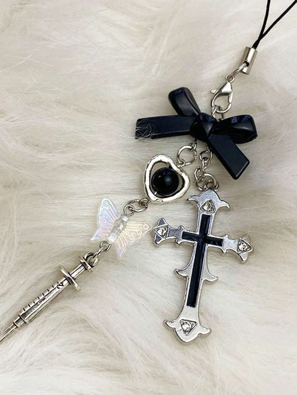 Sweet & Cool Laser Holographic Butterfly & Cross & Syringe Design Keychain For Bag Or Mobile Phone Vintage Trendy Style Bow Keychain School Supplies Teacher Gifts Back To School Teacher Accessories