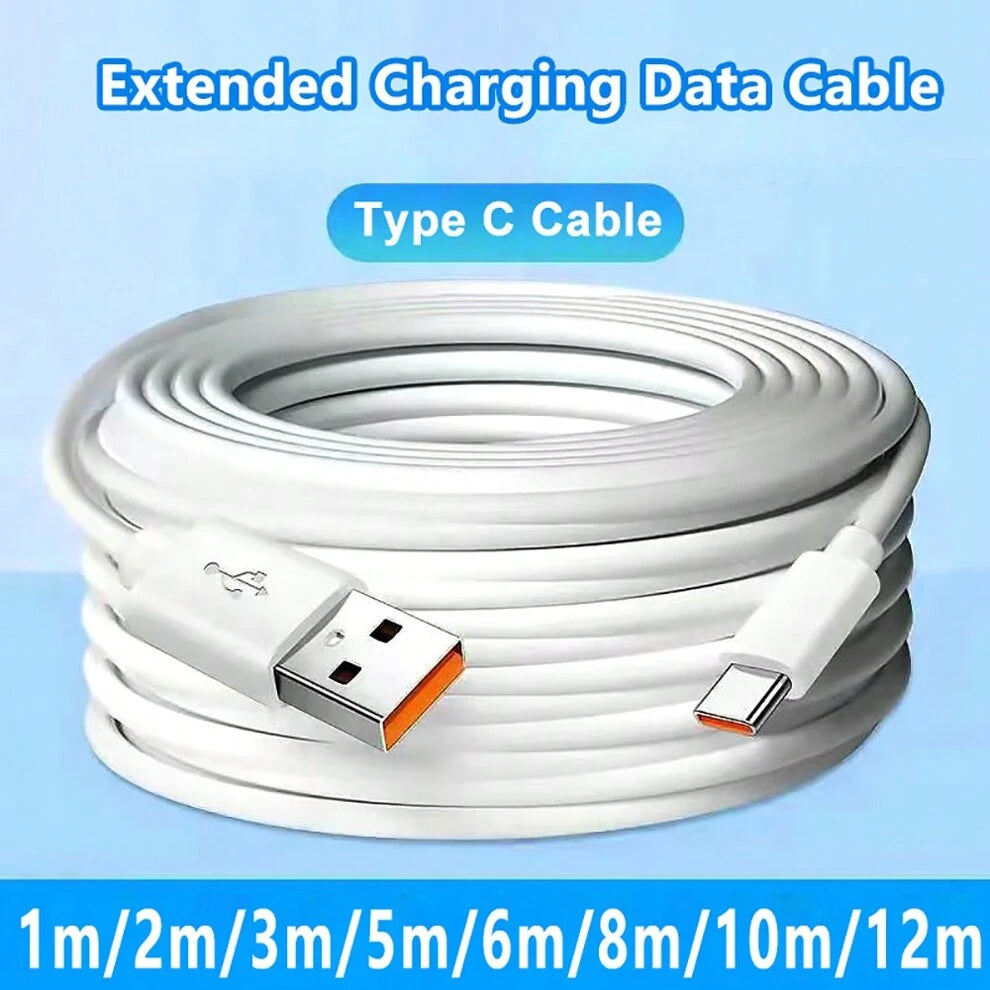 Extra Longth USB Type C Cord Fast Charging Cable Compatible With Samsung S23 S22 S21 Xiaomi 13 Huawei Redmi OPPO VIVO Oneplus Phones Charger USB C Cord For Camera Printer Power Distance Charging Line