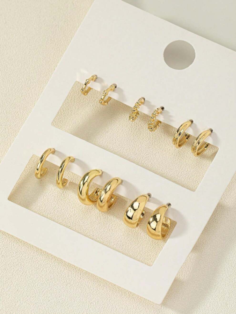 6pcs/Set Retro Metallic Twisted Hoop Earrings Set