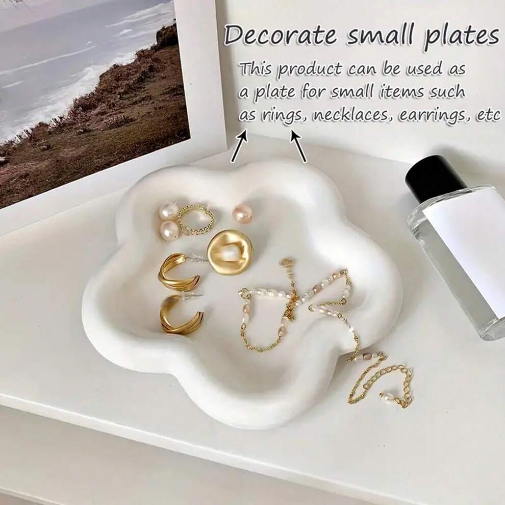 1pc Flower Shaped Jewelry Tray, Jewelry Plate, Jewelry Storage Tray, Jewelry Holder, Household Creative Jewelry Storage Ornament, Flower Shaped Jewelry Tray, Modern ABS Jewelry Storage Display Showcas