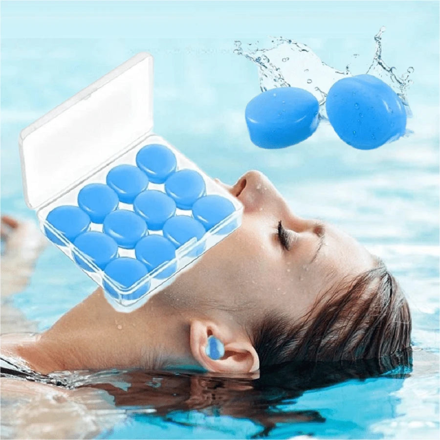 12pcs Waterproof & Noise-Cancelling Silicone Putty Earplugs For Swimming, Showering