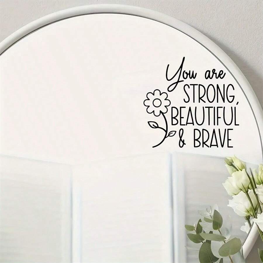 1pc Mirror Decal Vinyl Decal, Bedroom Wall Decal, Mirror Decal, Positive Affirmation Room Decal, Bathroom Shower Door Decal, Inspirational Wall Quote Decal