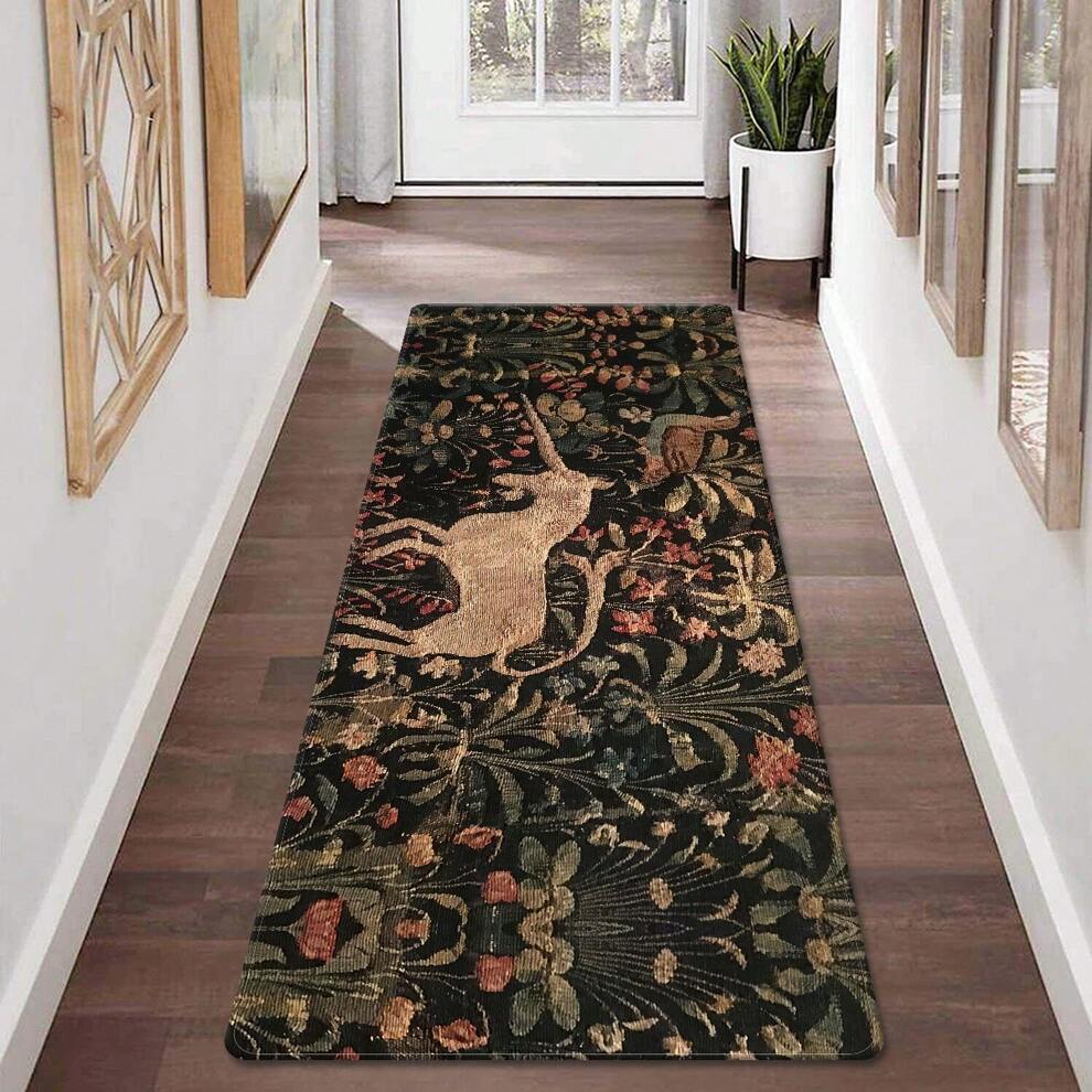 1pc Vintage Animal Botanical Print Floor Mat,Absorbent Anti-Slip Anti- Stain Mat,Comfortable Standing Rug,Suitable For Bathroom Doorway Kitchen Kitchen Dining Room Carpet,Living Room Bedroom Home Deco